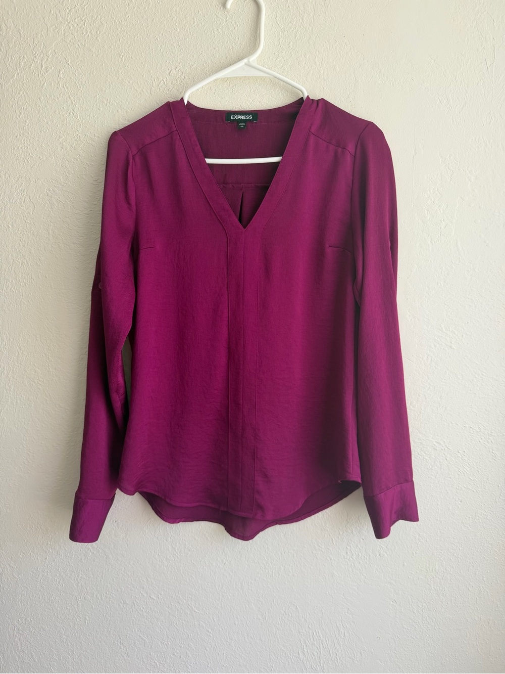 Express Plum V-Neck Long Sleeve Blouse